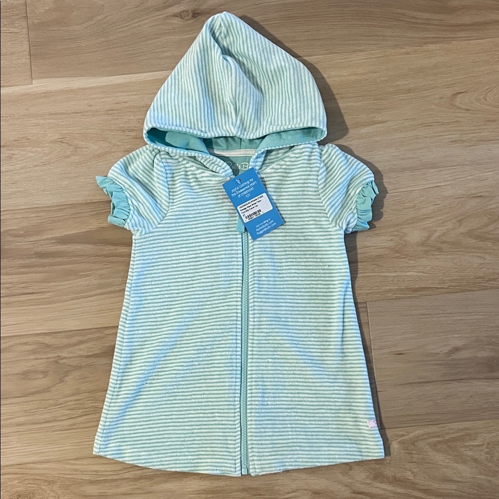 Striped Aqua Kids Swim Coverup with Hood